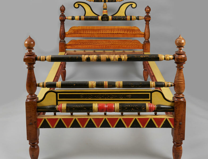 1830 PAINT DECORATED BEDSTEAD