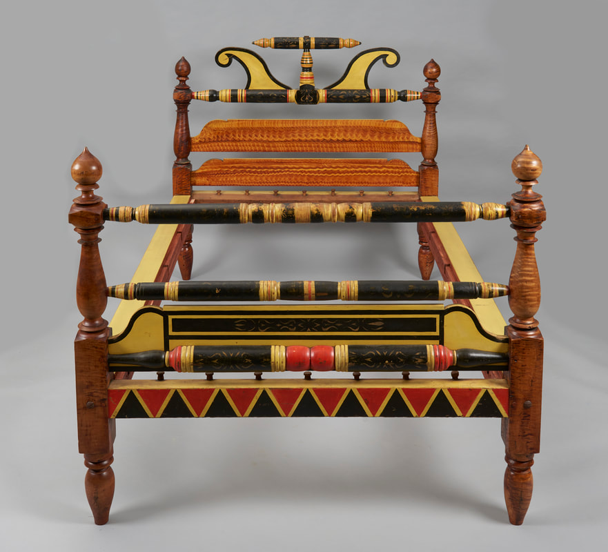 1830 PAINT DECORATED BEDSTEAD